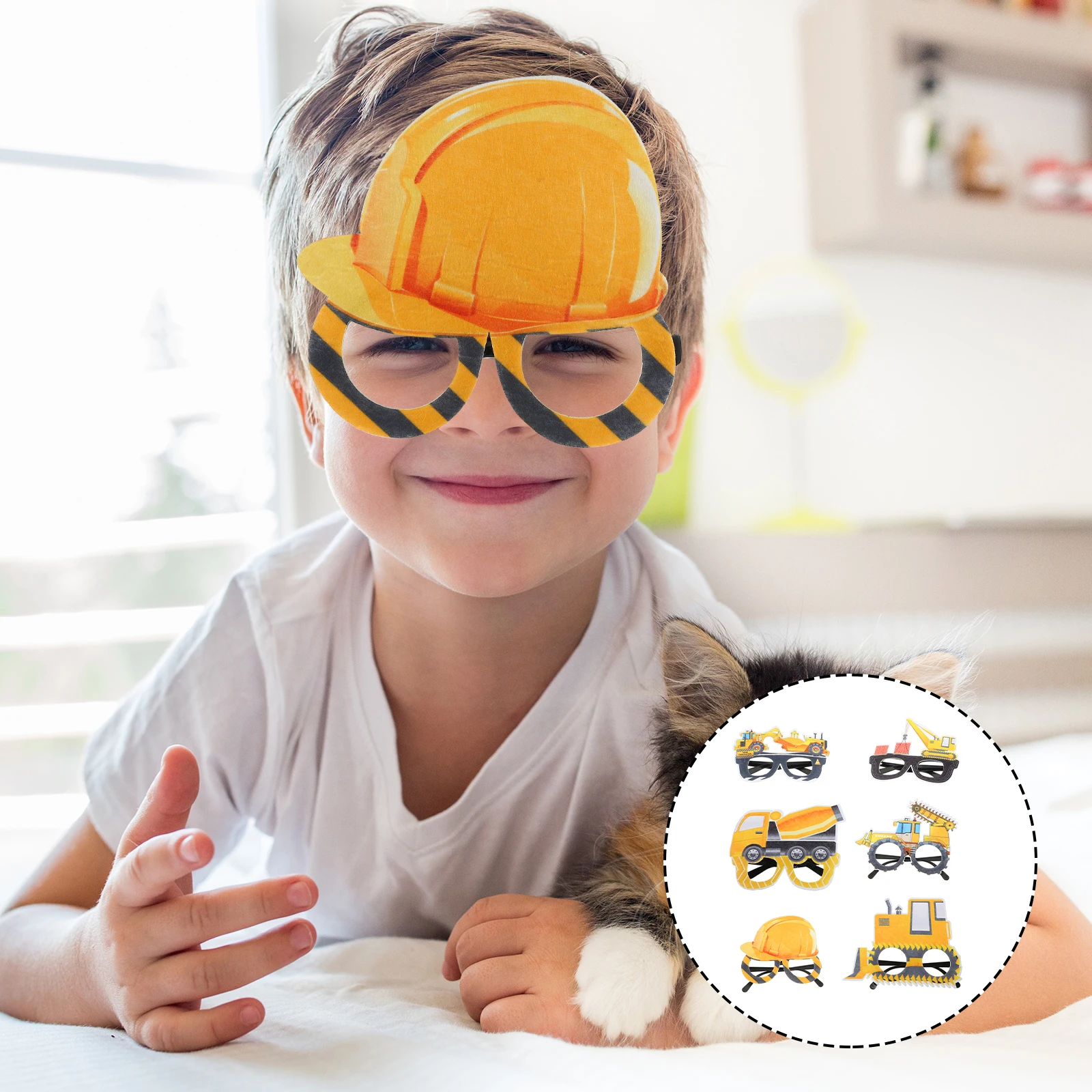

Construction Vehicle Sunglasses Plastic Kids Party Eyeglasses Lightweight Child Birthday Photo Prop Unique Fun