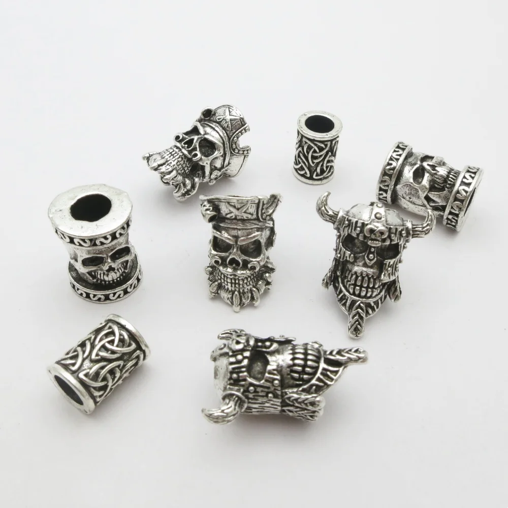 

2pcs/Pack Skull Helmet Punk Big Hole Hair Braid Dreadlock Beard Beads Pendant DIY Bracelet for Jewelry Making Accessories