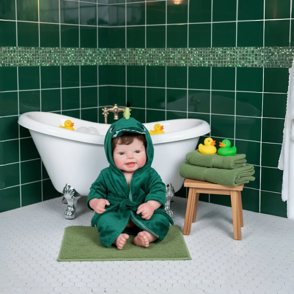 40CMの開口部のあるシリコン製女の子の人形、植毛済み、塗装済み、とてもキュートでリアルなシリコン製リボーンドール、子供へのプレゼントに