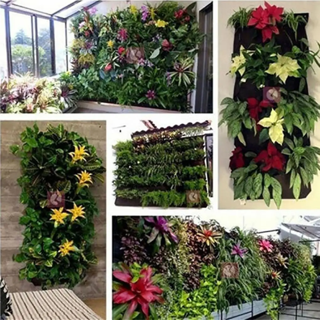 عمودي الجدار الشنق أكياس الزراعة ، زهرة تنمو جيب ، حديقة زارع عمودي ، الخضار والزهور ، 9 جيوب