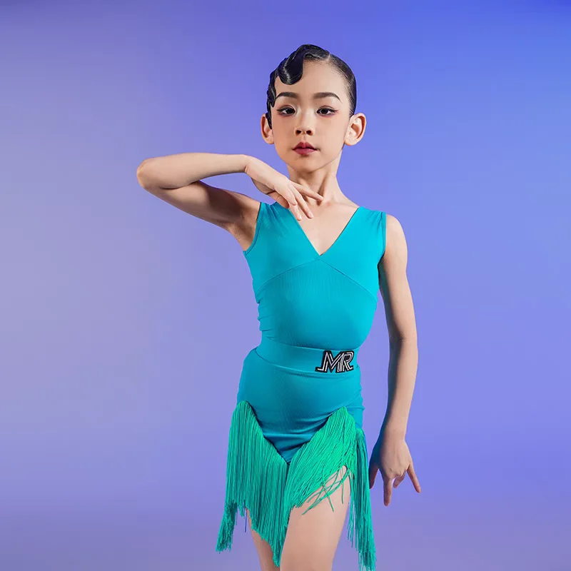 الأطفال هامش رومبا اللاتينية فستان رقص الفتيات شرابة التانغو السالسا السامبا قاعة الرقص اللاتينية أزياء رقص الأطفال المرحلة وتتسابق زي #3