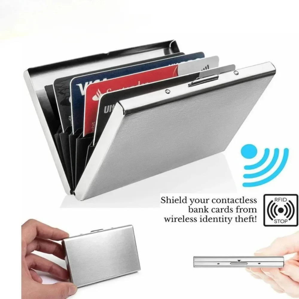 New Metal Wallets Aluminum Alloy RFID Blocking Card Holder Anti-magnetic Business Credit Cards Protector Hard Case for Men Women