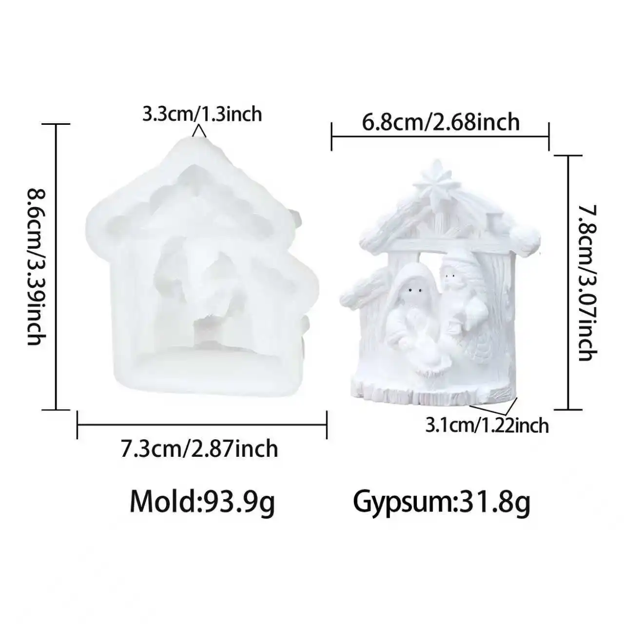 3D Nativity Scene Silicone Mold Christmas Manger Candle Mold Baby Jesus Holy Family DIY Soap Resin Mold Holiday Decor Gift view 4