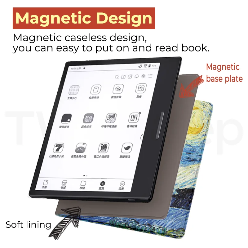 Twosheep Case for Boox Go7 Go Color7 GenII GenI Page Leaf3 Leaf3c 7-inch Magnetic Cover Auto Wake Sleep style of oil paintings