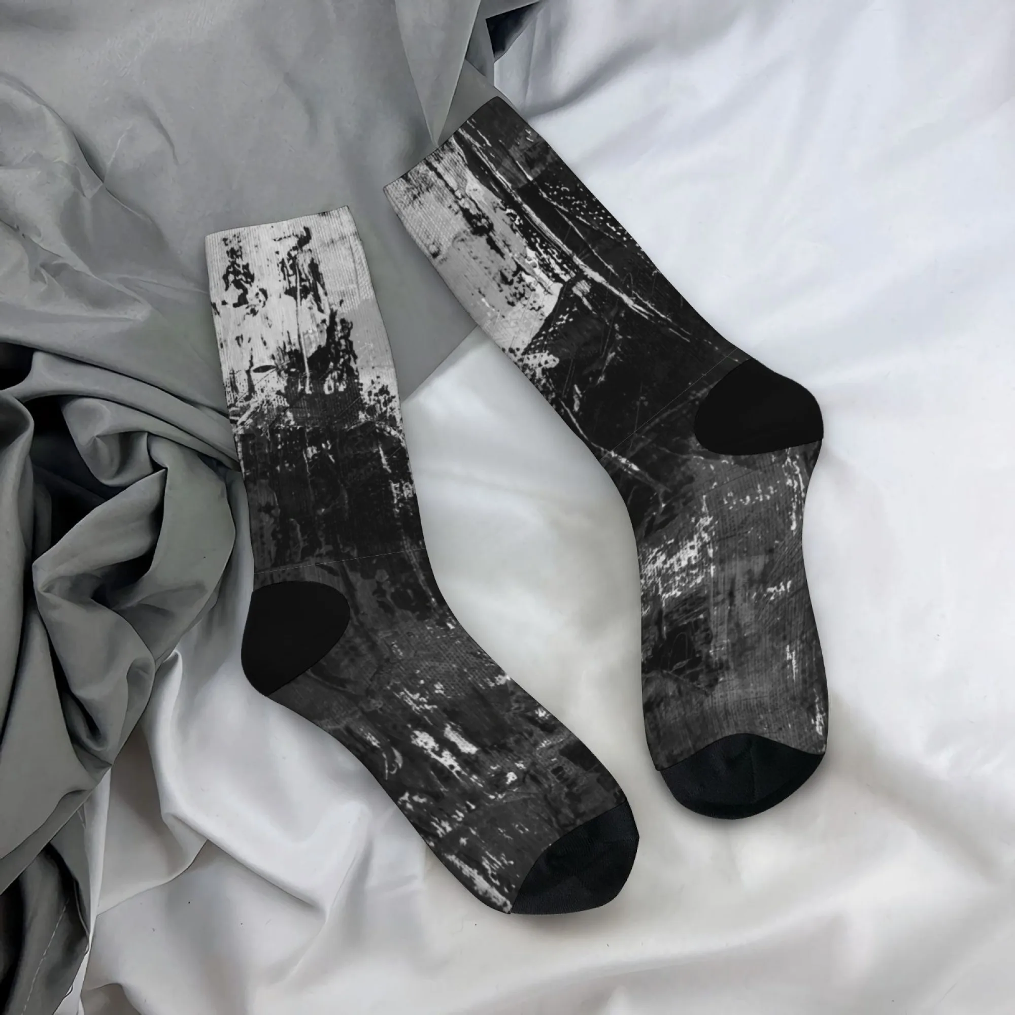 Retro-Industriestil, Distressed-Textur, rissig, abstrakt, Harajuku, lustige Herren-Crew-Socken, Reisen, Sport, bequem, warm