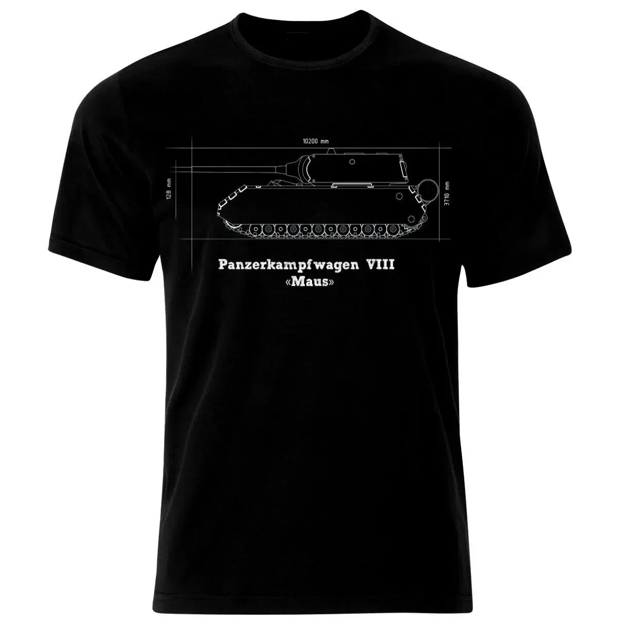 

Army Panzer Maus Entwurf Blueprint Tank Wehrmacht T-Shirt Men's 100% Cotton Casual T-shirts Loose Top New