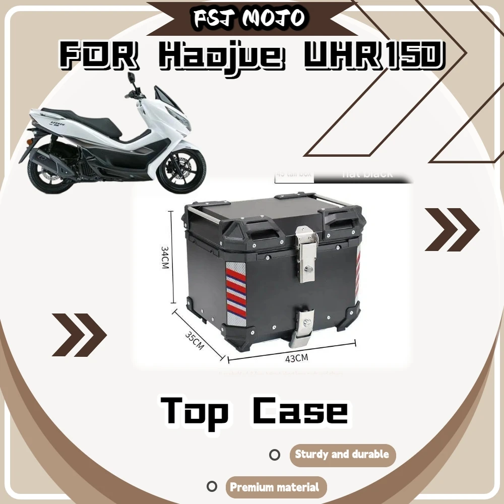 For Haojue UHR150 45L Aluminum Waterproof Rear Storage Box Stainless‑Steel Base Liner For Scooter EV Mod Accessories