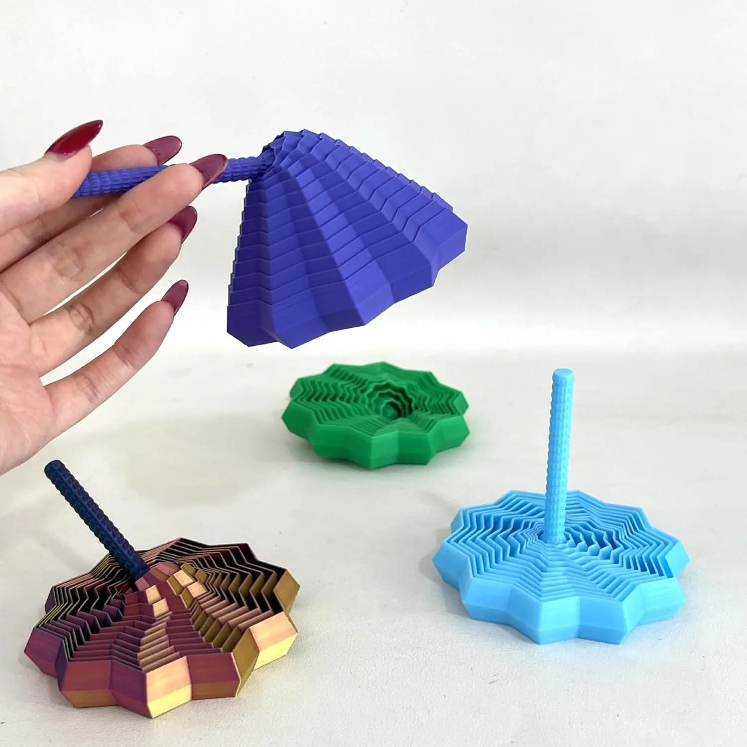 3D Printed Expanded Sensory Fidget Star for Focus & Relaxation, Colorful Whirling Spiral Design, Stress Relief Desk Toy