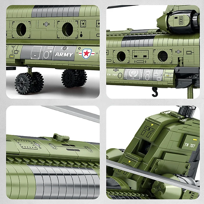 Reobrix 33031 MOC CH-47 Chinook Transport Plane Building Blocks Military Armed Helicopter Fighter Toy Birthday Gift For Kids