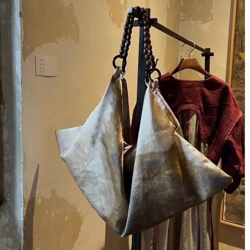 

Bloom Retro Large Capacity Tote Bag Women High Street Beading Chic Casual Handbag Ladies Hot Girls Vintage Shoulder Bags New