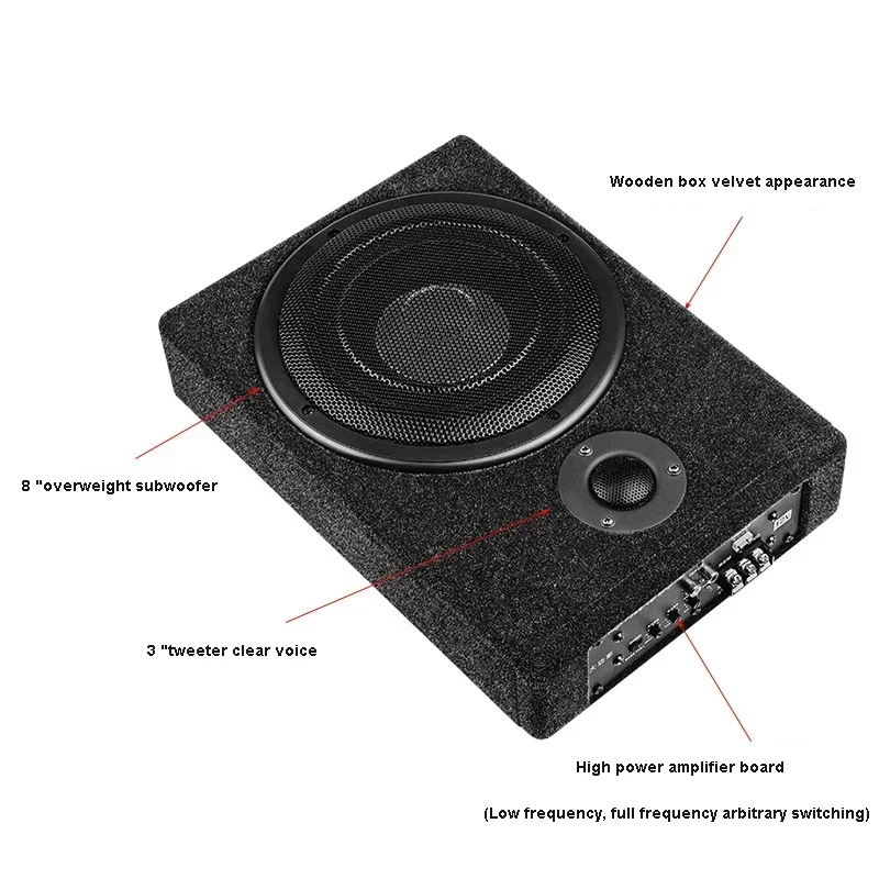 Car 8-Inch 12V Ultra-Thin With Tweeter Subwoofer Built-In High-Power Subwoofer Vehicle-Mounted Subwoofer