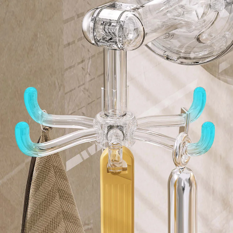 1pc Six Claws Rotatable Suction Cup Hook Foldable Punch Free Spoon Shovel Storage Rack Traceless Hook  Kitchen Organizer