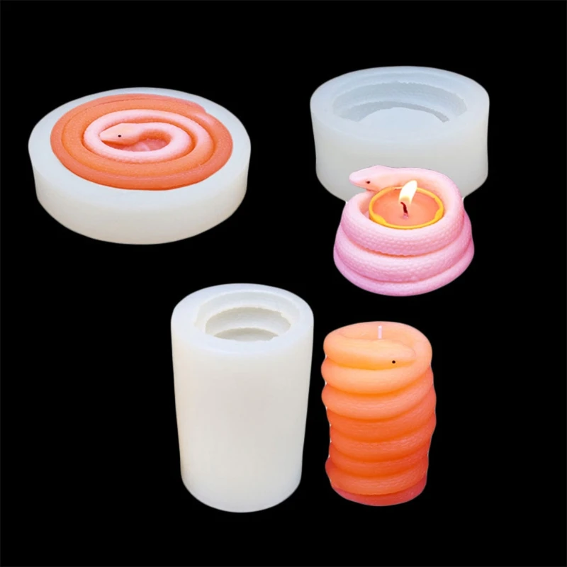 3D Coiled Snake Shape Silicone Mold Multifunctional Snake Shape Crystal Resin Mould for Handmade Snake Candle Holder Jar