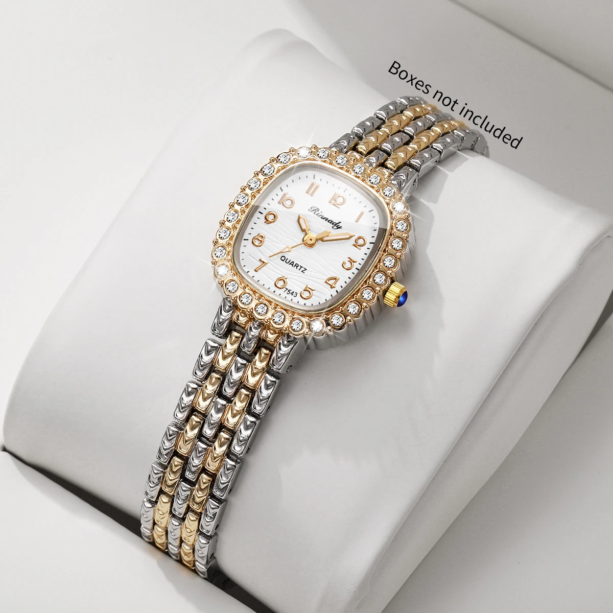 Elegant Rhinestone Women Quartz Watch Square Dial Bracelet Strap Ladies Dress Wristwatches Relogio Feminino（Without Box）