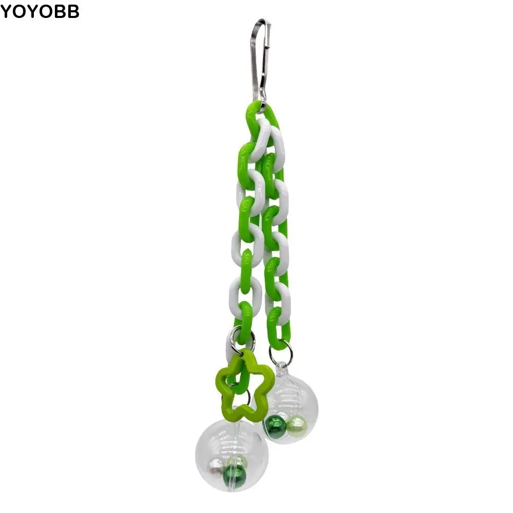 

Bite Resistant Parrot Hanging Ball Toy Colorful with Bells Bird Chewing Toy Transparent Ball Birdcage Pendant Interactive