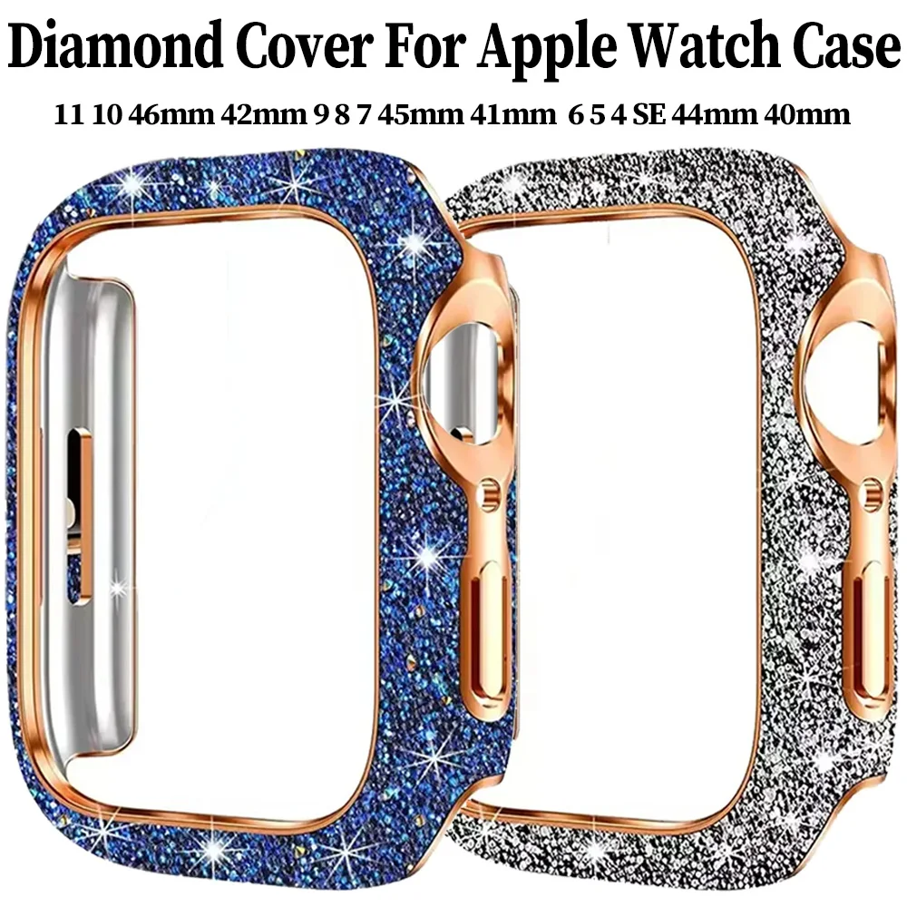 Diamond Case For Apple Watch 11 10 46mm 42mm 9 8 7 45mm 41mm Shining Shell Scratch-Resistant For 6 5 4 SE 44mm 40mm Accessories