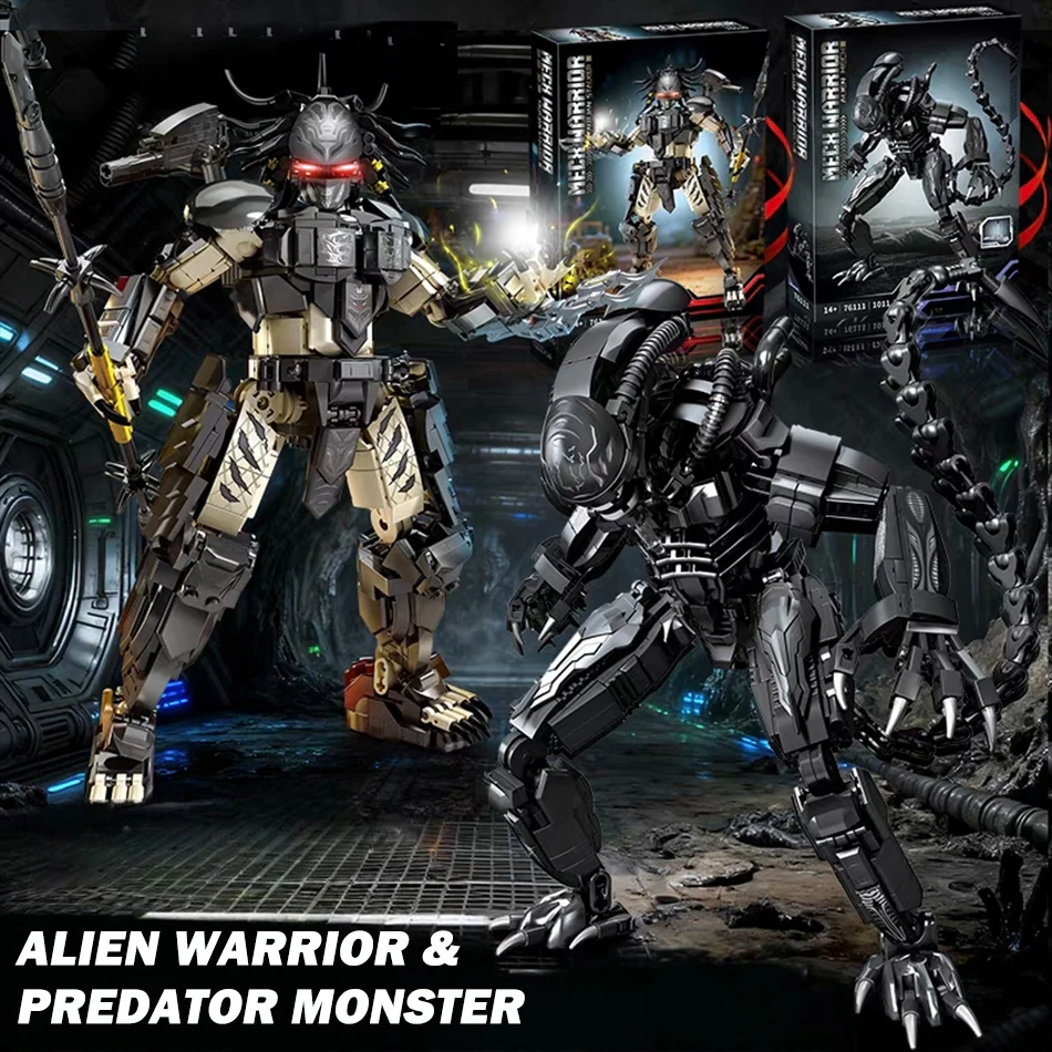 Creative MOC Set Predator Alien Monster Mecha Figures Building Blocks Movie Alien Warrior Figure DIY Bricks Toys for Kids Gifts