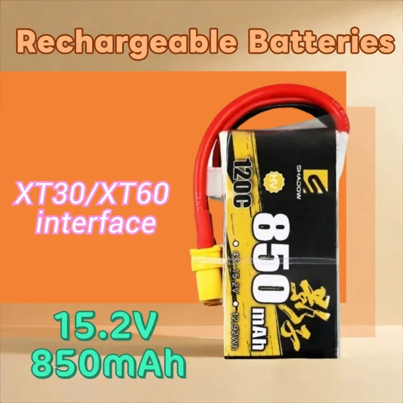 

15.2V 850mAh 4S 120C XT30/XT60 LiPo Battery for RC Quadcopter Helicopter FPV Racing Drone Rechargeable Battery