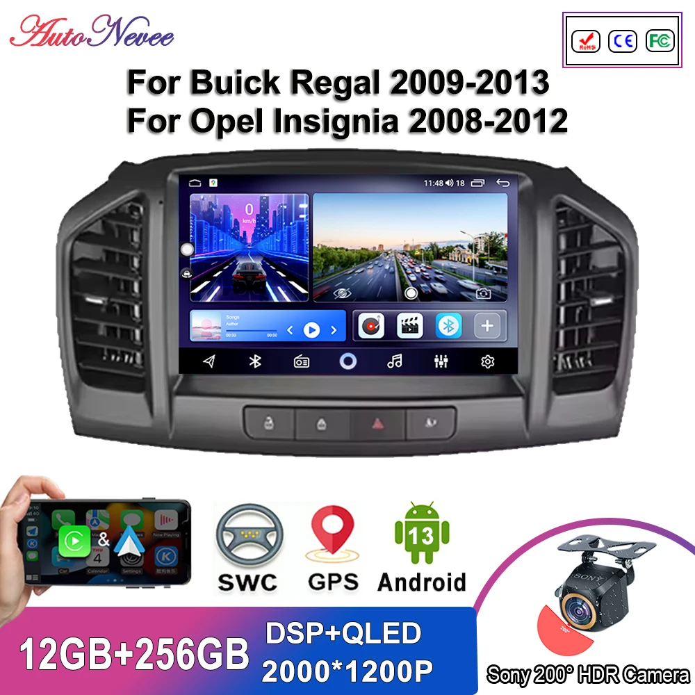 

Android 13 For Buick Regal 2009-2013 For Opel Insignia 2008-2012 GPS Navigation Auto Radio Touch Screen Stereo Head Dash Cam DVD