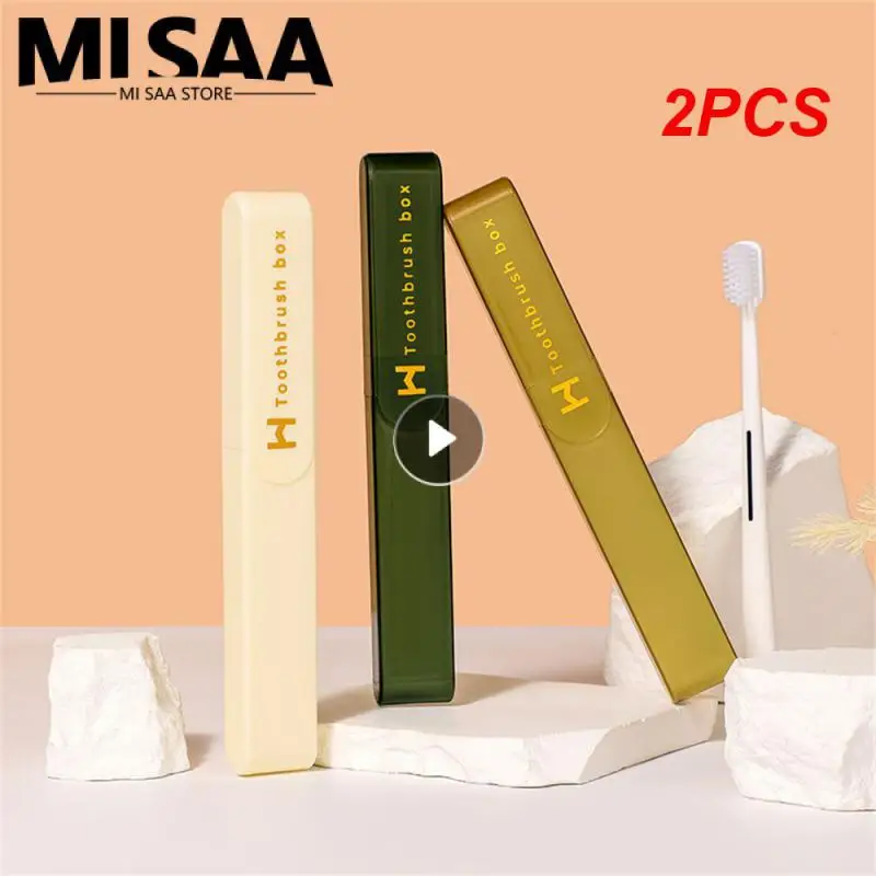 2PCS Leak Design Toothbrush Storage Box Portable Household Products Save Space Toothbrush Box With Lid Drain Portable Storage