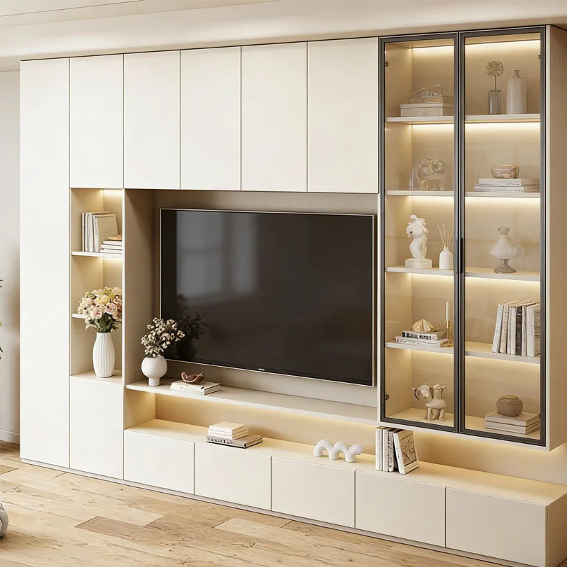 Customized living room TV cabinet Simple style aluminum TV cabinet Wall background cabinet