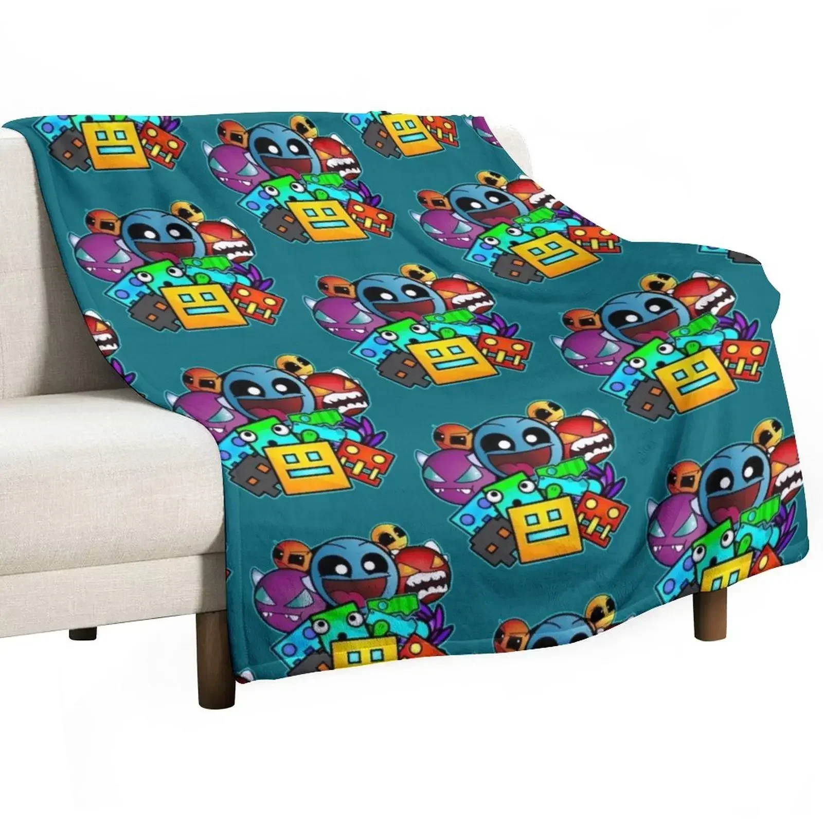 

geometry dash old school gaming Throw Blanket Thin Beautifuls Blankets