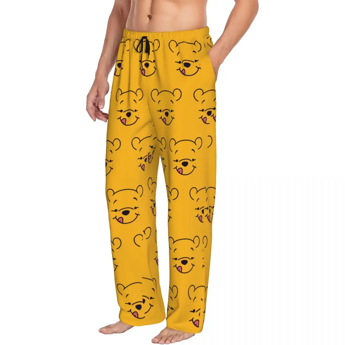 Custom Winnie The Pooh Pajama Pants Men Kawaii Lounge Sleep Stretch Sleepwear Bottoms with Pockets