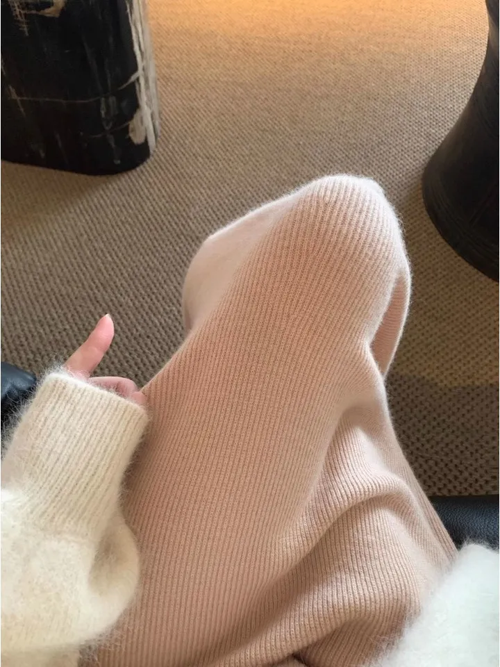 Outlet Store laine tricoté Fi queue f jupe femmes automne hiver taille haute coupe ajustée moulante longue jupe trajet Sle