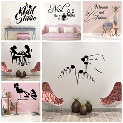 1pc Nail Wall Sticker Diy Wall Decoration Room Decor Vinyl Self-adhesive Art Wall Sticker Suitable for Beauty Salons