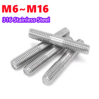 M6 M8 M10 M12 M14 M16 316 Rod Double Thread Stainless Steel Screw Stud Screw Rod Stud Bolt Lengths=40-150mm