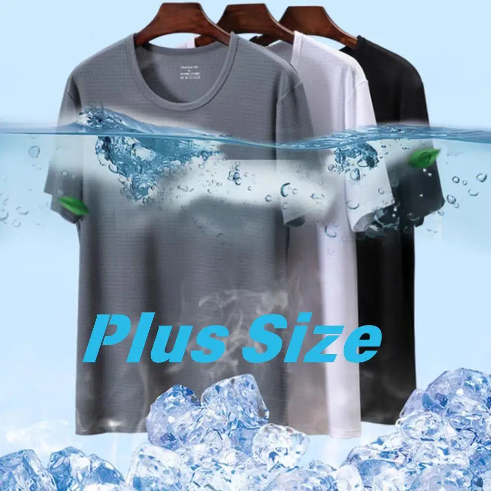 

Summer O-Neck T-Shirts Men Ice Silk Mesh Breathable Half Sleeve Top Solid Color Thin Casual Cool Quick-dry Short Sleeve T Shirts