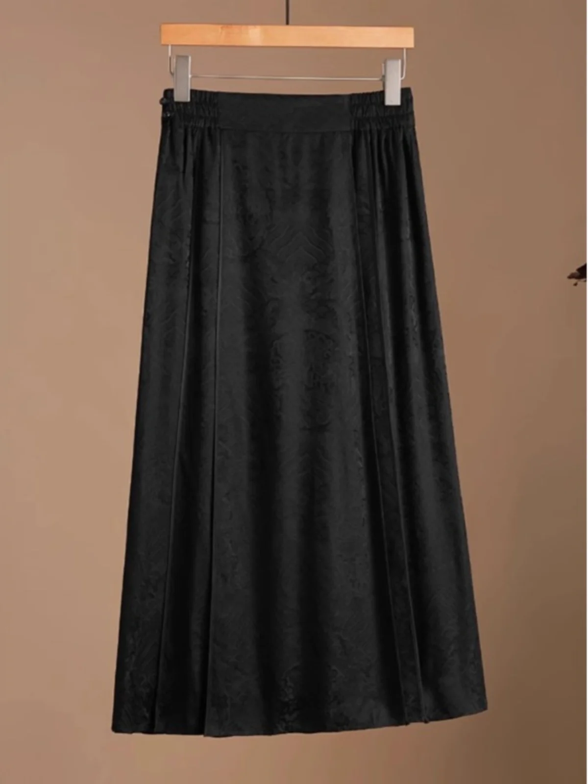 New Chinese Style Black Embroidered A-Line  Skirt for Women Summer Vintage Design Sense Pendant Tassel Half-length Skirt