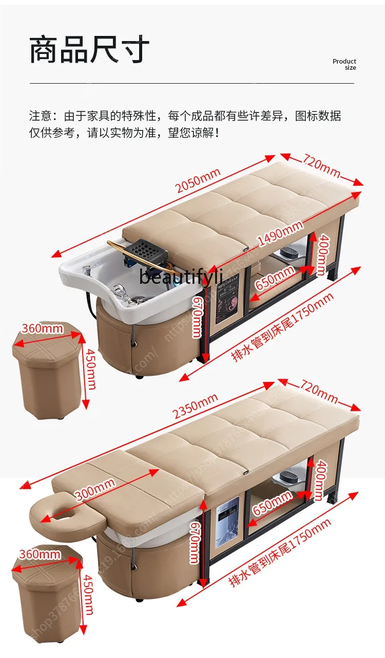Massaggio alla testa Terapia Lettino Salone di bellezza Scaldabagno Temperatura costante Circolazione dell'acqua Fumigazione Sedia per shampoo tailandese