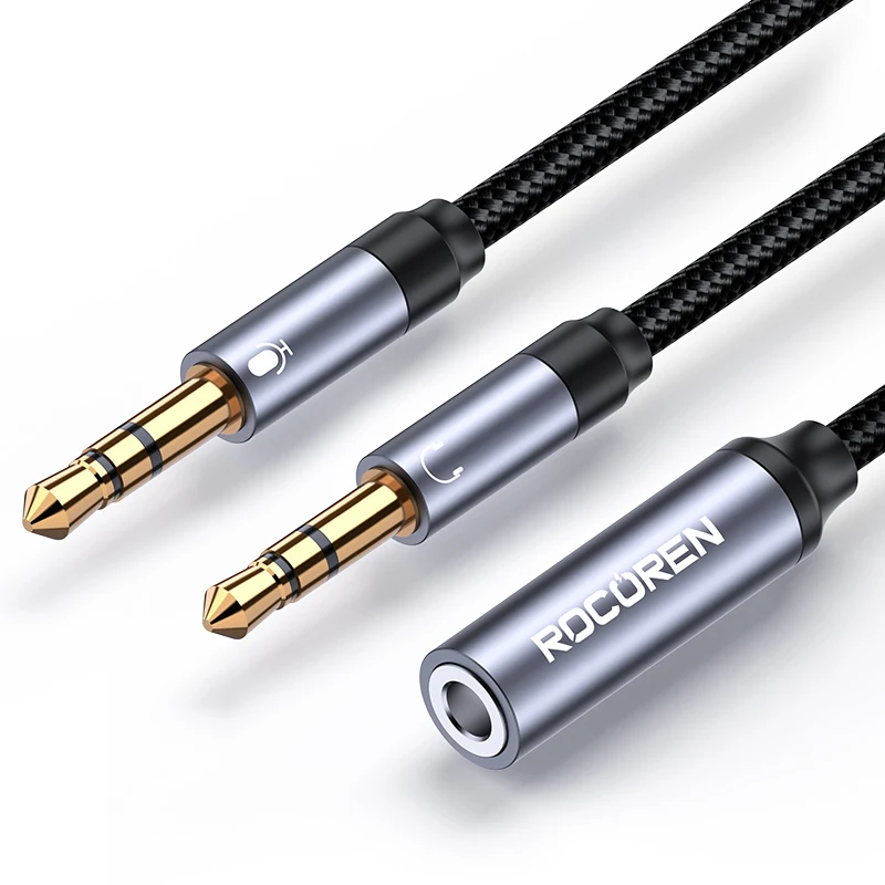 Rocoren 3,5-mm-Buchse Aux-Audio-Splitter-Kabel 2-Wege-Aux-Stecker auf doppelte Buchse Kopfhörer-Audio-Adapter für Kopfhörer Telefon Desktop – Detail 2