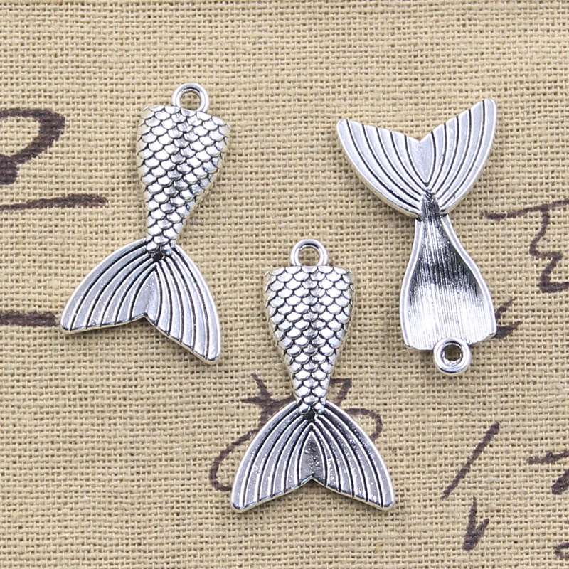 10pcs Charms Mermaid Tail 31x19mm Antique Silver Color Pendants DIY Crafts Making Findings Handmade Tibetan Jewelry