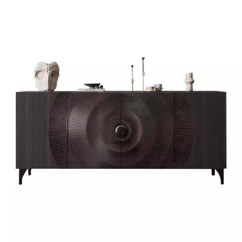 

Designer high-end villa black porch cabinet gear-shaped decoration retro