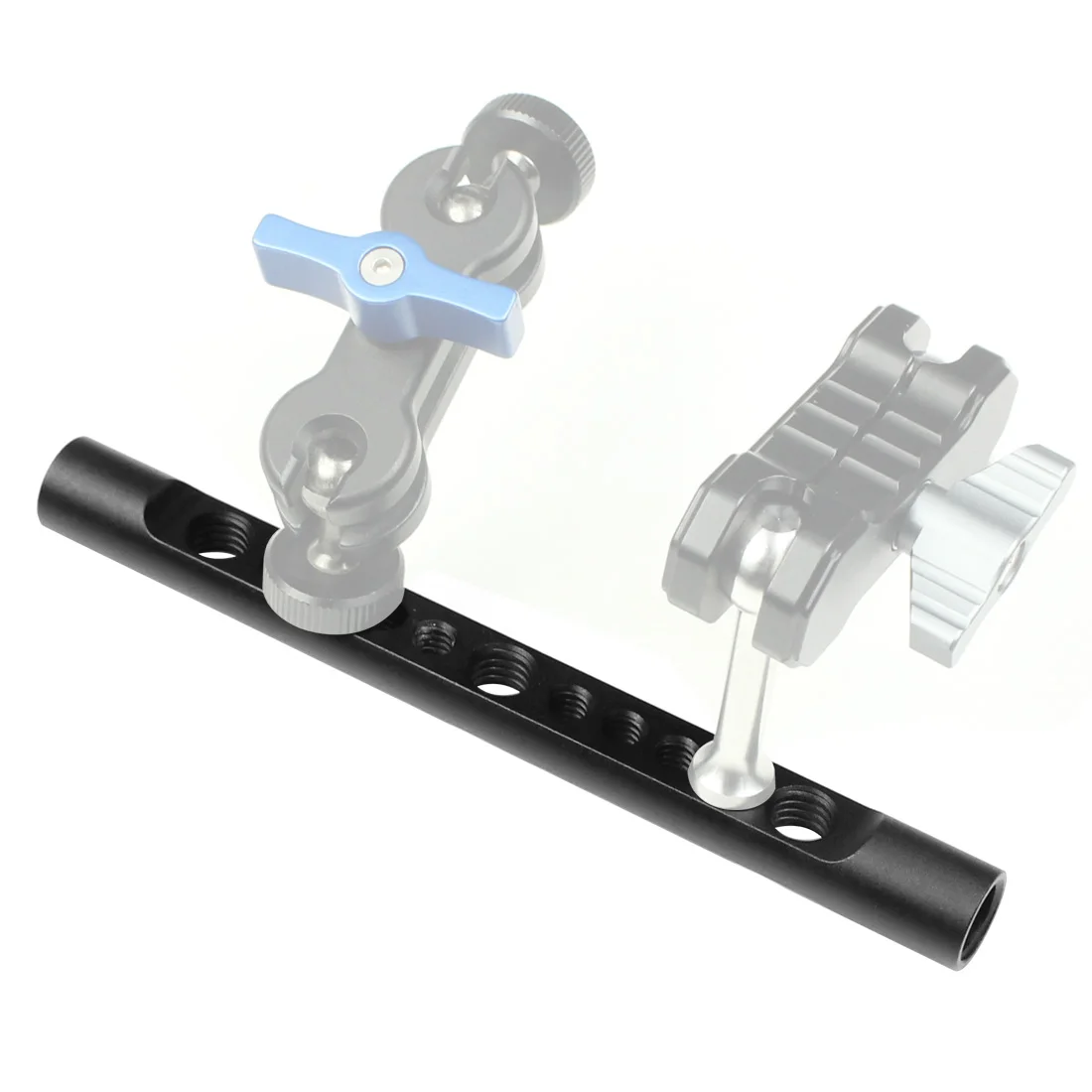 DSLR-Kamera Rig 15 mm Käsestangenhalterung 1/4 Zoll 3/8 Zoll Schraubenlöcher Schulterstangen System Schienenlicht Mikrofonhalter Magic Arm Ständerhalterung – Detail 8