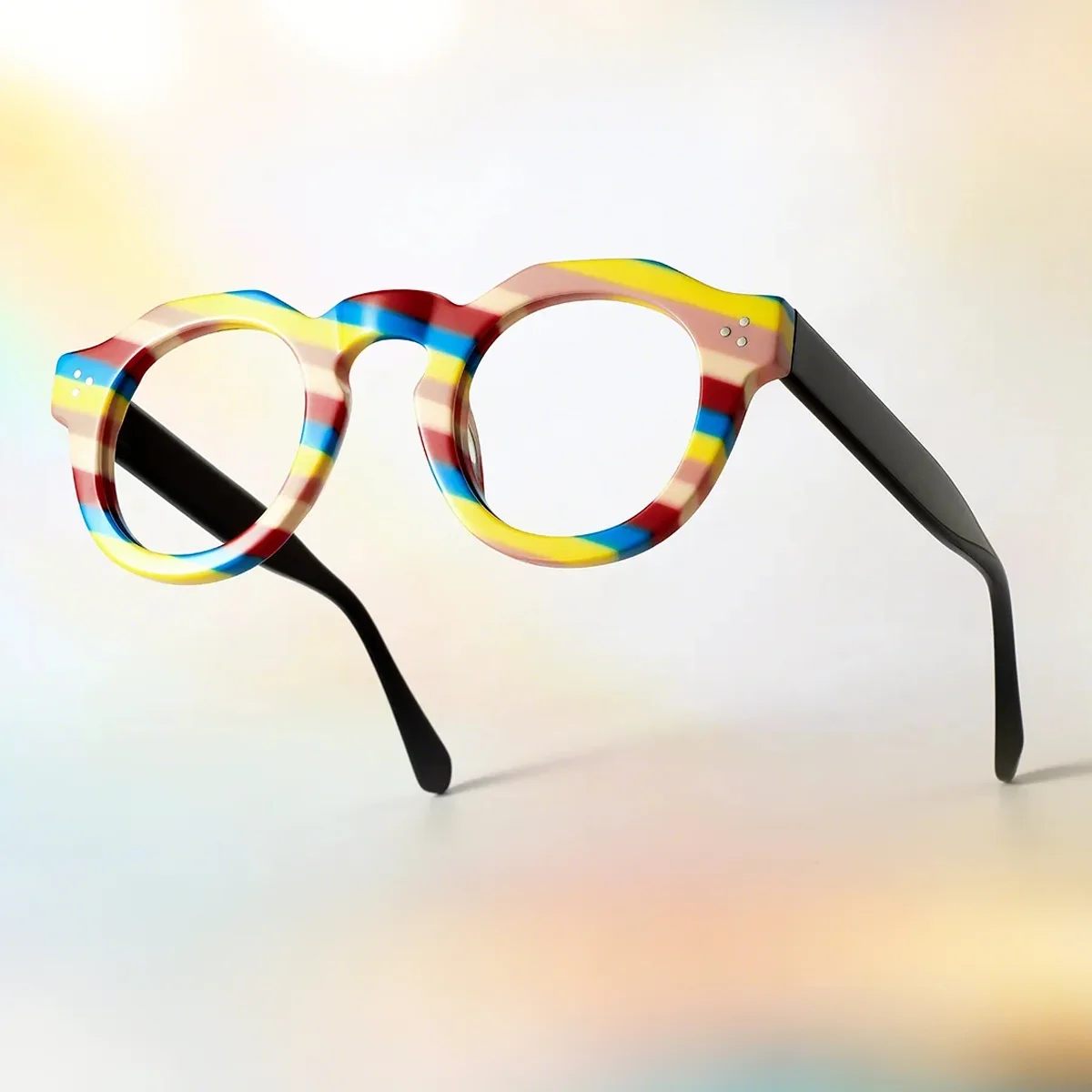 

FYTOO Women's Multicolored Striped Round Eyeglass Frames - Trendy & Stylish Eyewear for Fashion - Forward Ladies 2413CH