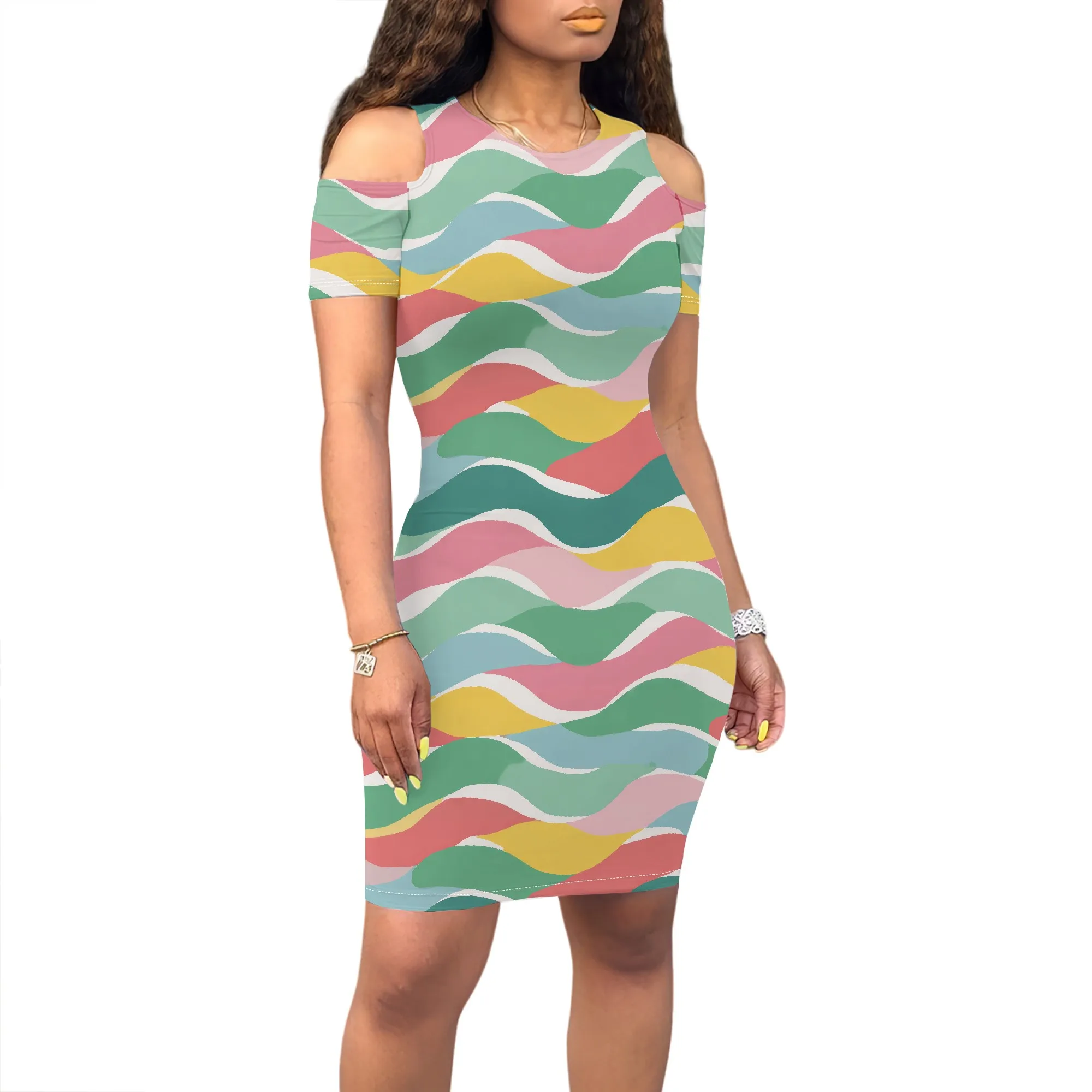 Women's Summer Casual T-Shirt Swing Midi Dress Loose Fit Open Shoulder Short Sleeves Round Neck Travel Daily Life Sundresses