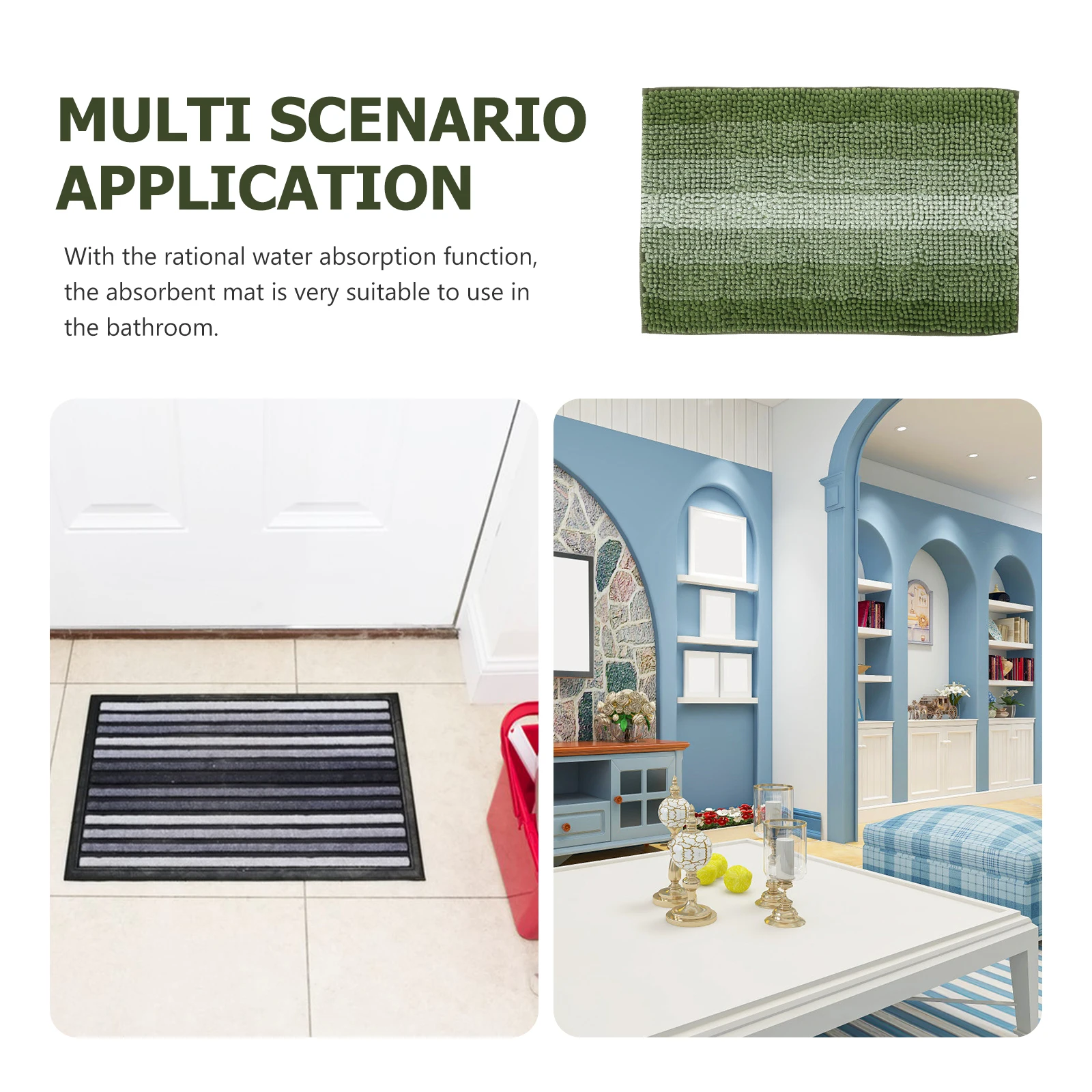 

Non slip Bathroom Mat 40x60cm Green Chenille Bath Rug Washable Anti Skid Water Absorption Shower Pad Home Supplies Floor Mat