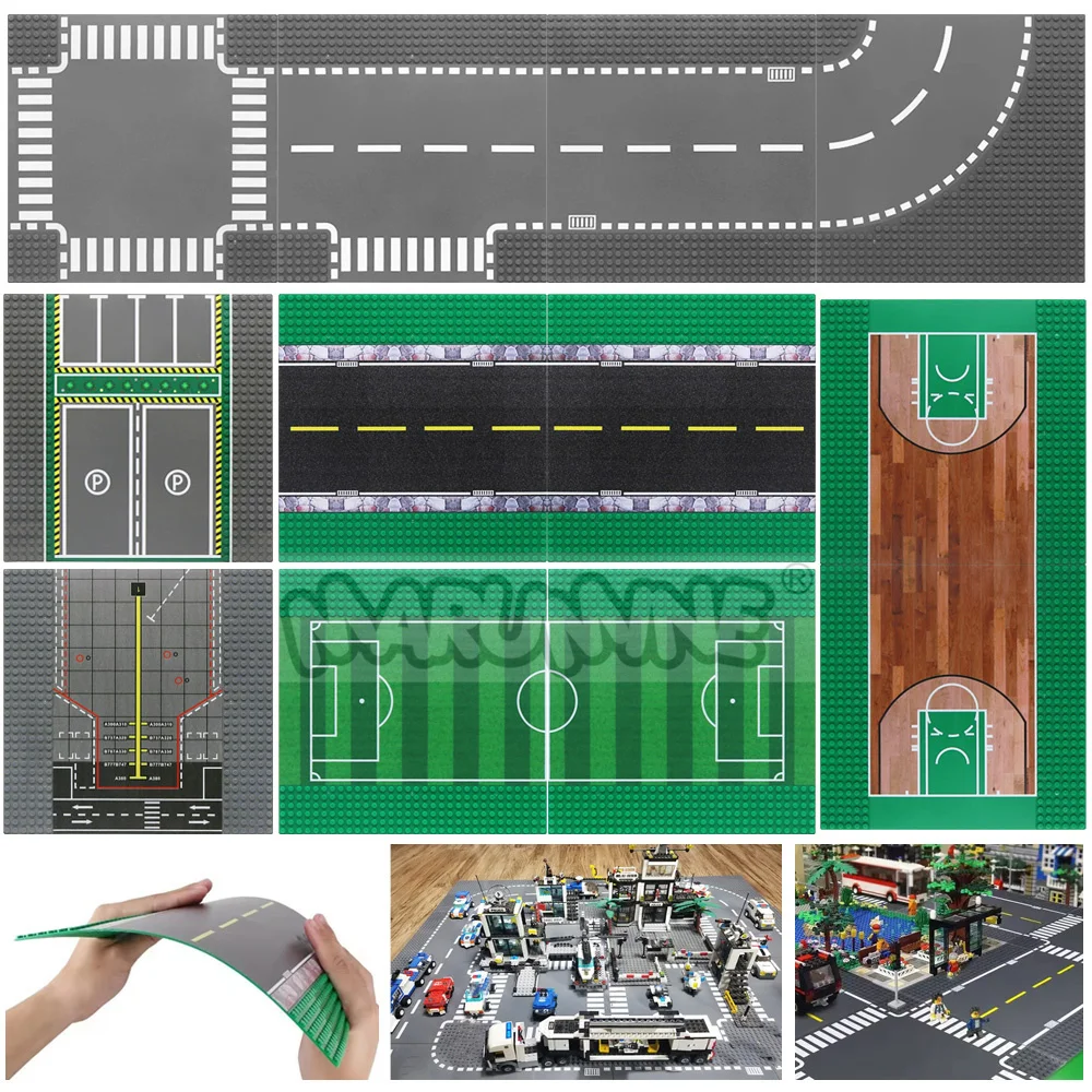 MARUMINE 32x32 Baseplate Building Blocks Accessories City Street Printed Traffic Road Parking Lot Highway DIY Bricks Parts