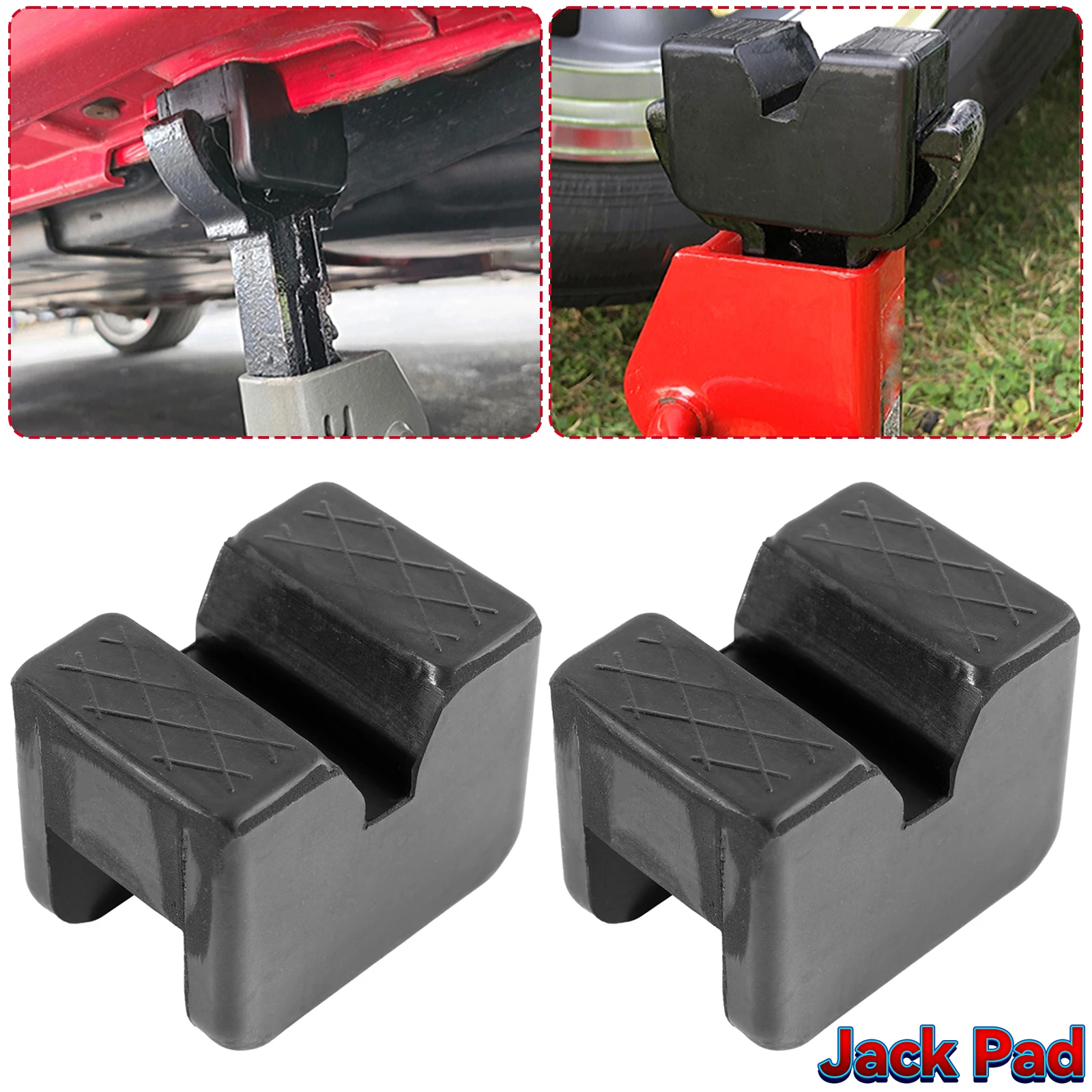 

2Pcs Car Rubber Slotted Guard Lift Jack Stand Pads Support Block Lifting Frame Rail Protector Anti-Slip Bracket Cushion Adapter