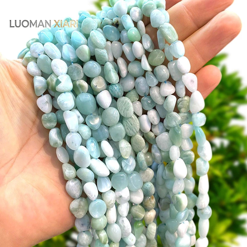 Cuentas espaciadoras sueltas de ángelita verde, piedra natural, de 8-10 mm, para la creación de joyas, pulseras, dijes y accesorios, 15''