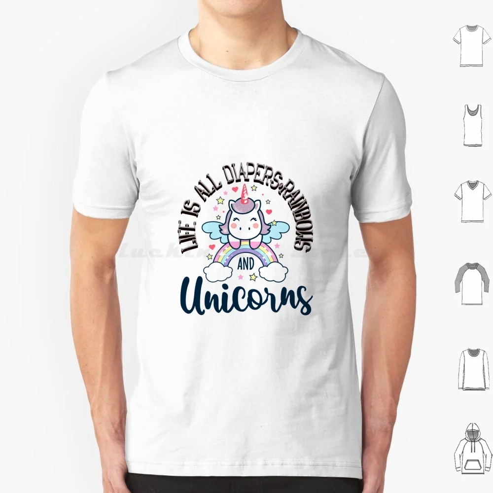 Life Is All Diapers Rainbows And Unicorns Abdl Magical Design T Shirt Big Size 100% Cotton Manifestation Unicorn Cat Dream