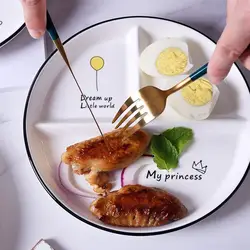 1pc Ration Divided Plate Kitchen Plate Reduce Fat Plate Plate Breakfast Tableware Children'S Weight Loss Quantitative Sub Plate