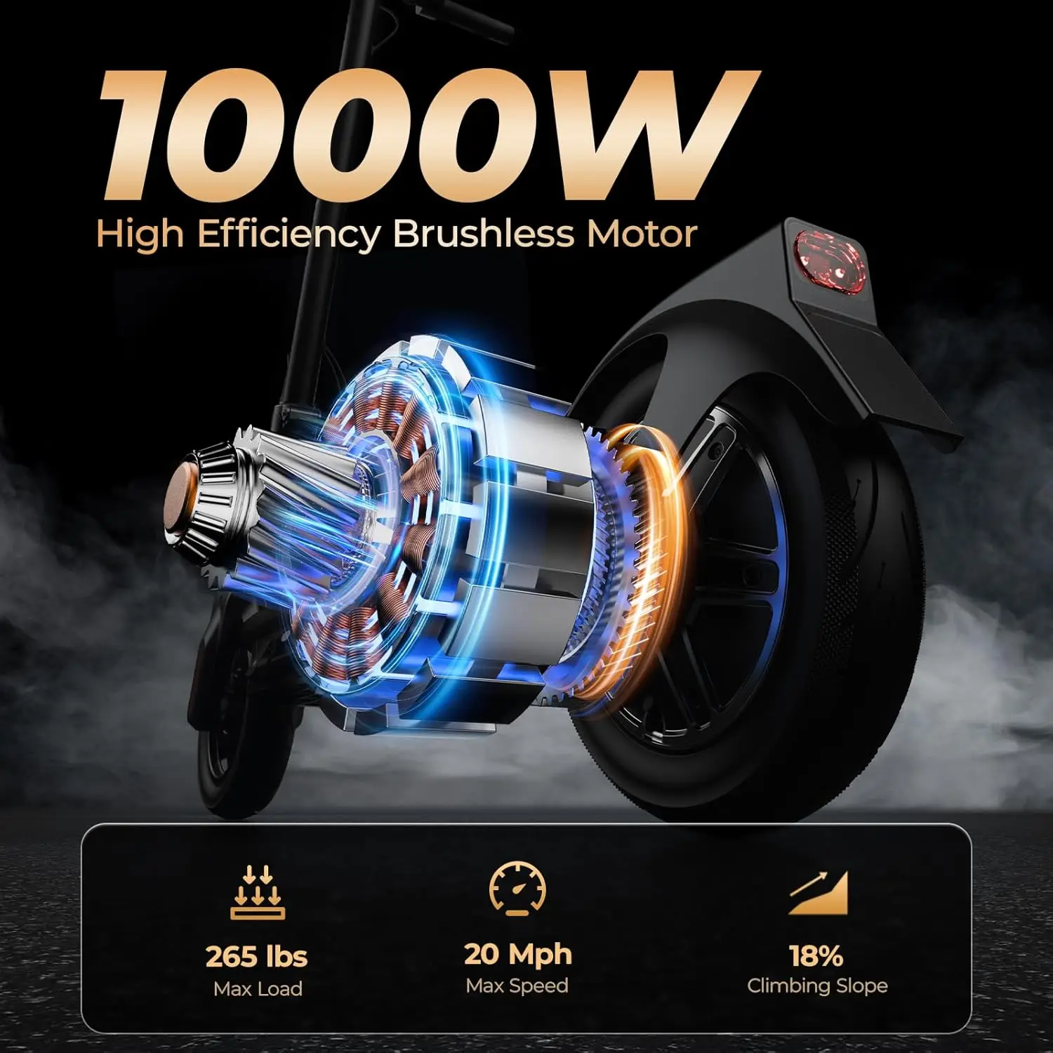 1000W Foldable Long Range E-Scooter 3