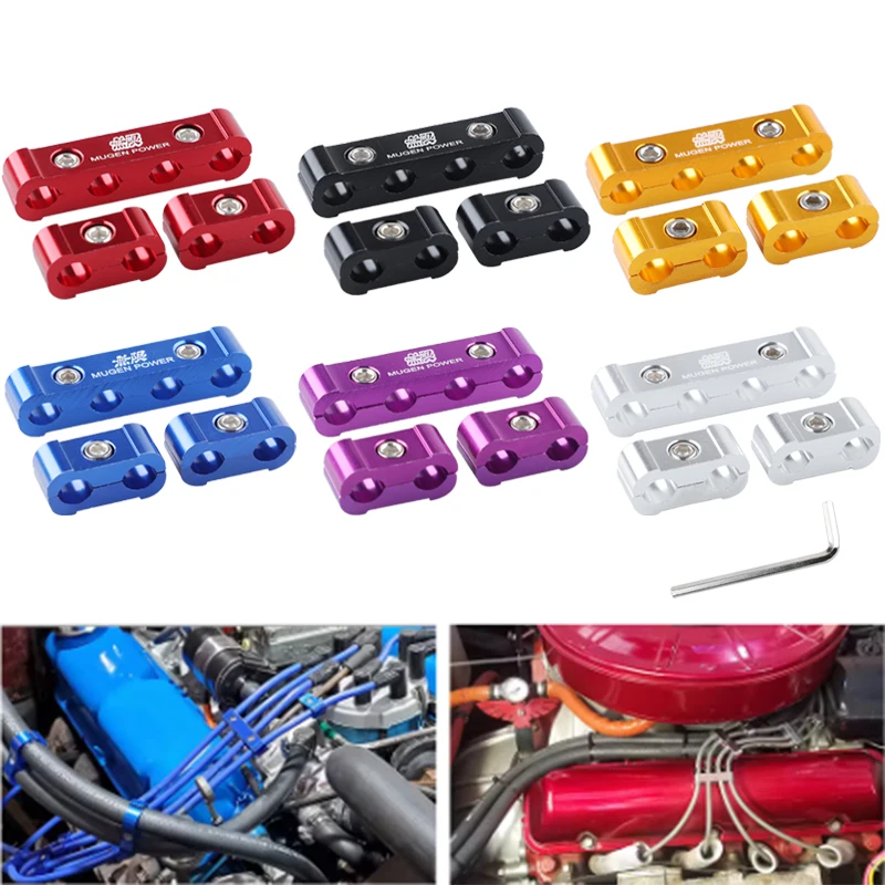 3pcs /Set Car Spark Plug Electrical Wire Clamp Kit For 8mm 9mm 10mm Purple Black Red Golden Silver Blue Car Accesssories