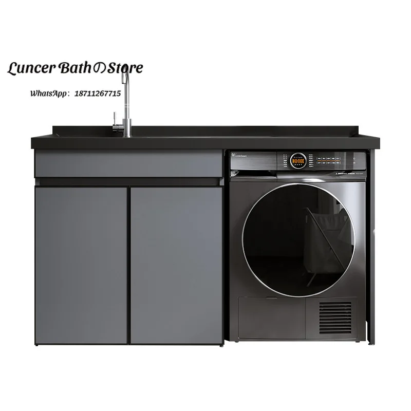 Space aluminum drum washing machine integrated cabinet balcony washstand basin with laundry sink washboard