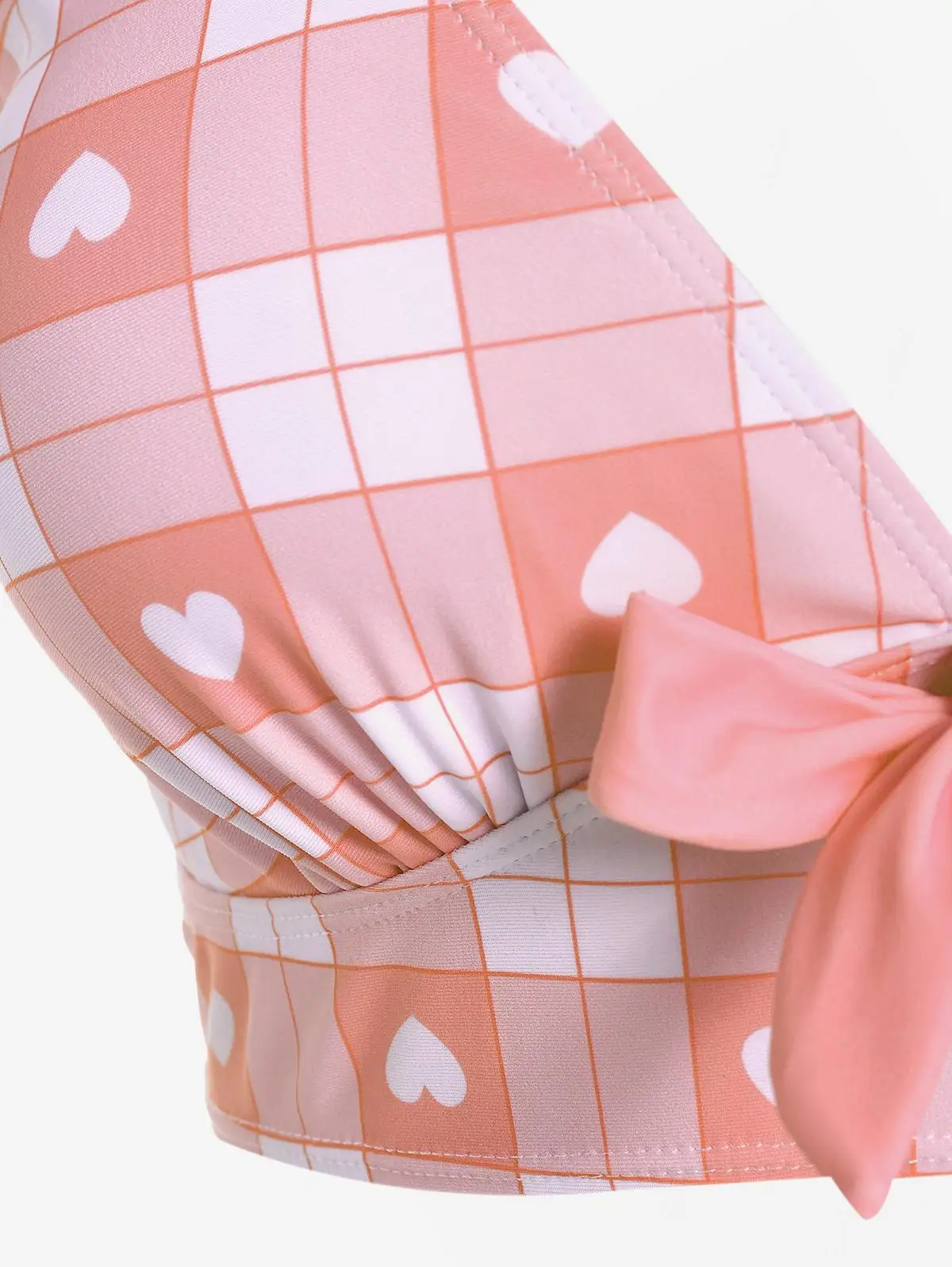 روزغال حجم كبير النساء ثوب السباحة 3 قطع ملابس السباحة القلب Bowknot تقاطعات مبطن Tankini أعلى، ملخصات وتنورة عالية الخصر #4