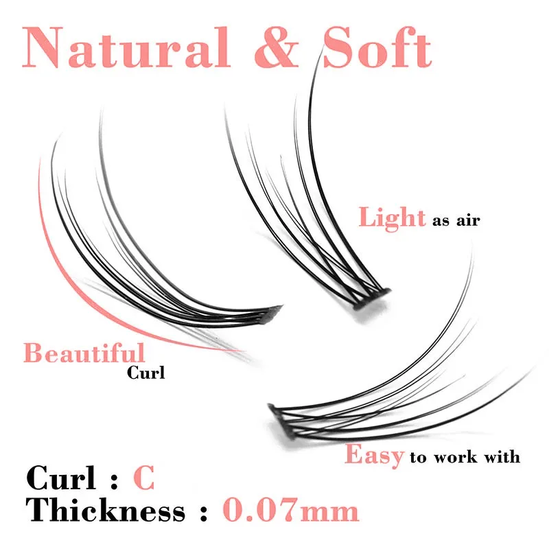 120 Clusters/box Fishtail Eyelashes Natural Slender Cross Simulation Thick Fish Tail Individual Lashes Extension Soft Curly